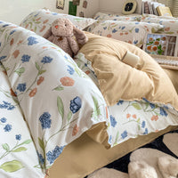 HKM-775827 Washed Cotton Plant and Flower Bed Quilt Cover – Available in Multiple Sizes