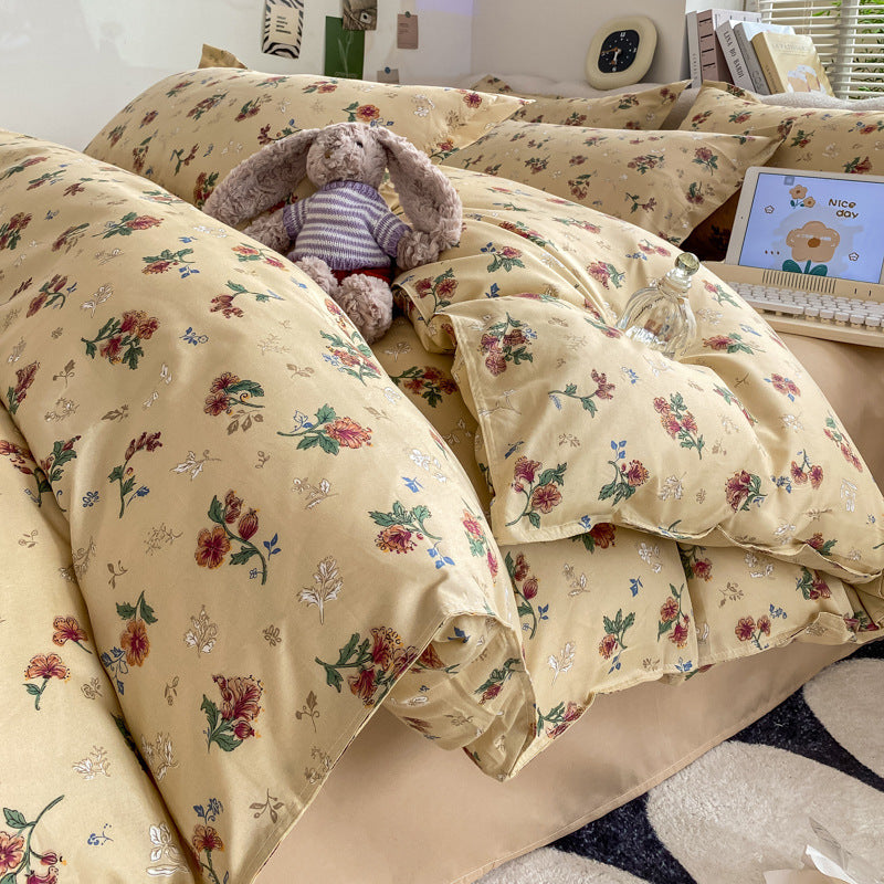 KTX-775827 Washed Cotton Plant and Flower Bed Quilt Cover – Available in Multiple Sizes