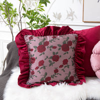 HKM-776019 Vintage Ruffled Sofa Cushion in Plush Material with Tassels - Available in English Rose, Pod Blush Pink, and Velvet Wine Red