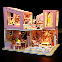 HKM-776275 Mini Wooden 3D Puzzle Dollhouse Kit with Furniture for Kids Ages 5-7