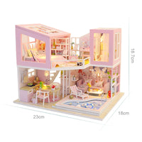 HKM-776275 Mini Wooden 3D Puzzle Dollhouse Kit with Furniture for Kids Ages 5-7