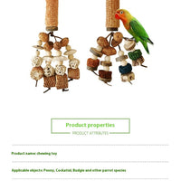 HKM-776275 Peony Parrot Cuttlebone and Corncob Vine Ball String Toy Set for Small to Medium Birds