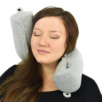 HKM-776339 Adjustable Memory Foam U-Shaped Travel Pillow for Neck, Chin, and Lumbar Support, Grey