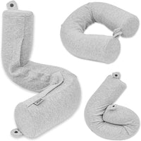 HKM-776339 Adjustable Memory Foam U-Shaped Travel Pillow for Neck, Chin, and Lumbar Support, Grey