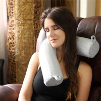 HKM-776339 Adjustable Memory Foam U-Shaped Travel Pillow for Neck, Chin, and Lumbar Support, Grey