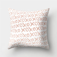 HKM-776467 Cartoon Pattern Rose Gold Powder Peach Skin Fabric Pillow Cushion Cover 45x45cm