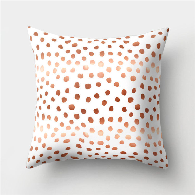 HKM-776467 Cartoon Pattern Rose Gold Powder Peach Skin Fabric Pillow Cushion Cover 45x45cm