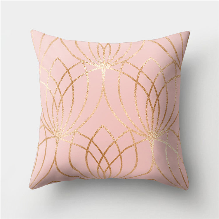 HKM-776467 Cartoon Pattern Rose Gold Powder Peach Skin Fabric Pillow Cushion Cover 45x45cm