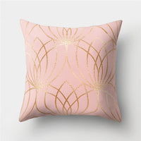 HKM-776467 Cartoon Pattern Rose Gold Powder Peach Skin Fabric Pillow Cushion Cover 45x45cm
