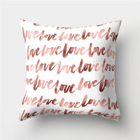 HKM-776467 Cartoon Pattern Rose Gold Powder Peach Skin Fabric Pillow Cushion Cover 45x45cm