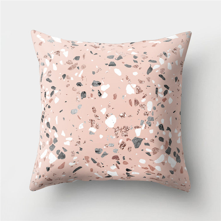 HKM-776467 Cartoon Pattern Rose Gold Powder Peach Skin Fabric Pillow Cushion Cover 45x45cm