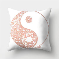 HKM-776467 Cartoon Pattern Rose Gold Powder Peach Skin Fabric Pillow Cushion Cover 45x45cm