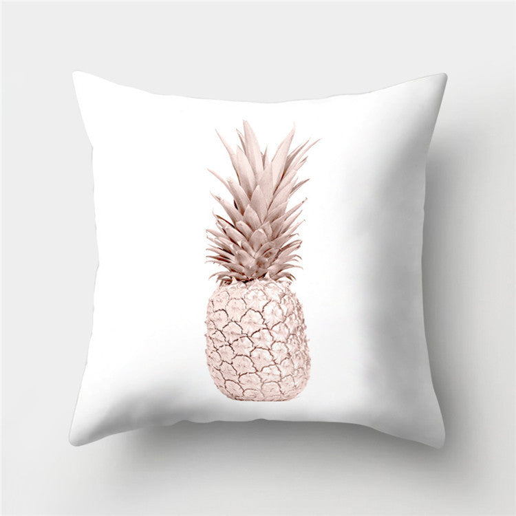 HKM-776467 Cartoon Pattern Rose Gold Powder Peach Skin Fabric Pillow Cushion Cover 45x45cm