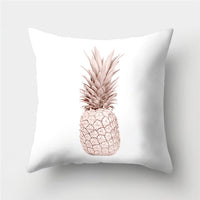 HKM-776467 Cartoon Pattern Rose Gold Powder Peach Skin Fabric Pillow Cushion Cover 45x45cm