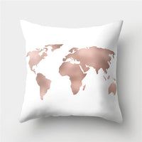 HKM-776467 Cartoon Pattern Rose Gold Powder Peach Skin Fabric Pillow Cushion Cover 45x45cm