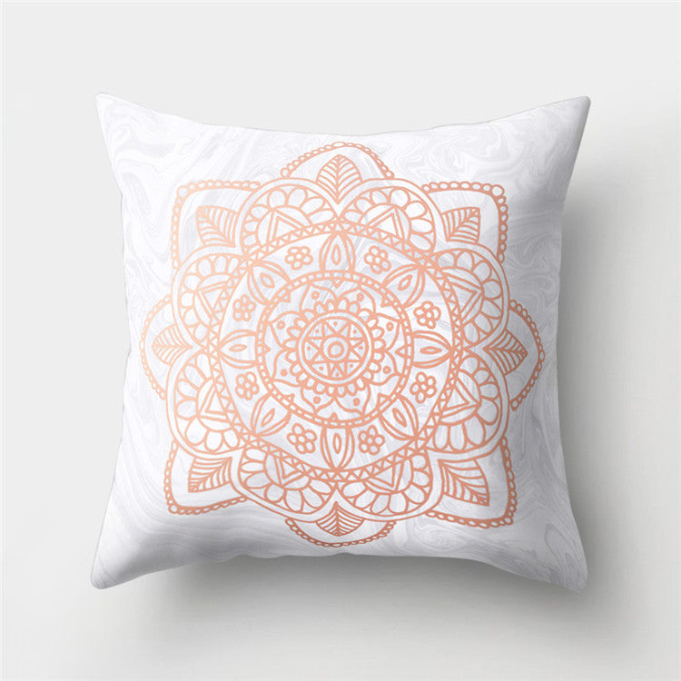 HKM-776467 Cartoon Pattern Rose Gold Powder Peach Skin Fabric Pillow Cushion Cover 45x45cm