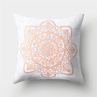 HKM-776467 Cartoon Pattern Rose Gold Powder Peach Skin Fabric Pillow Cushion Cover 45x45cm