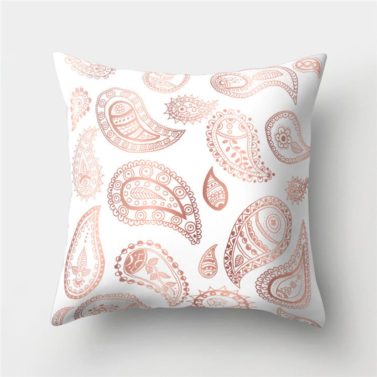 HKM-776467 Cartoon Pattern Rose Gold Powder Peach Skin Fabric Pillow Cushion Cover 45x45cm