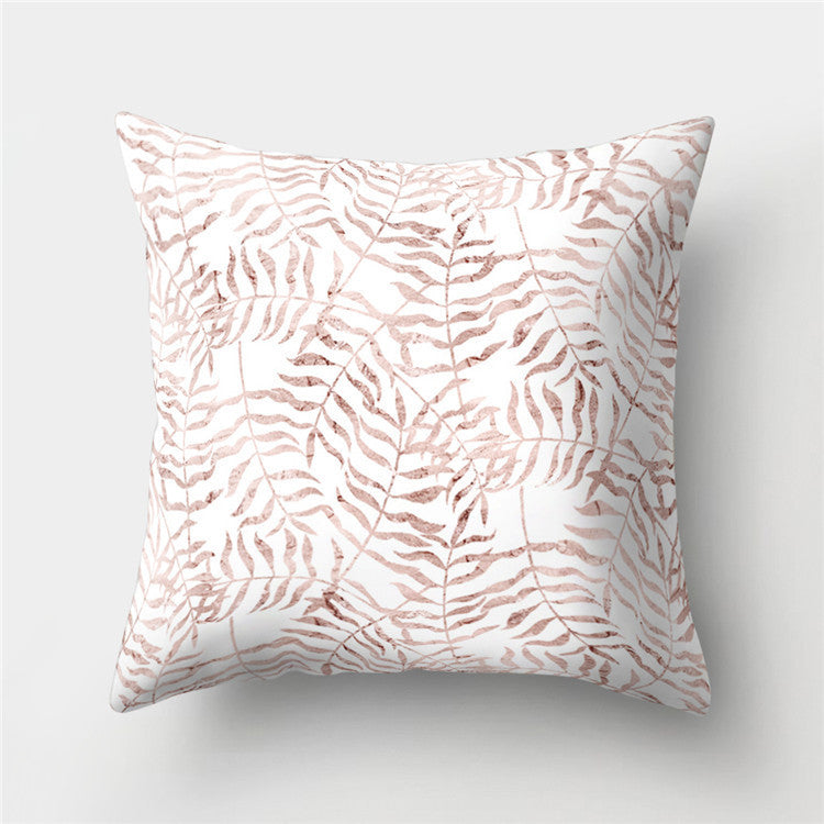 HKM-776467 Cartoon Pattern Rose Gold Powder Peach Skin Fabric Pillow Cushion Cover 45x45cm