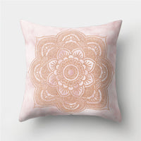 HKM-776467 Cartoon Pattern Rose Gold Powder Peach Skin Fabric Pillow Cushion Cover 45x45cm