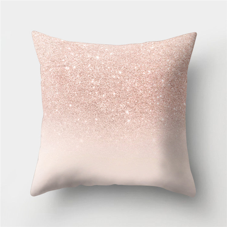HKM-776467 Cartoon Pattern Rose Gold Powder Peach Skin Fabric Pillow Cushion Cover 45x45cm