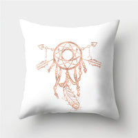 HKM-776467 Cartoon Pattern Rose Gold Powder Peach Skin Fabric Pillow Cushion Cover 45x45cm