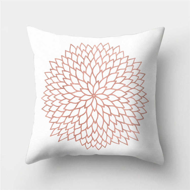 HKM-776467 Cartoon Pattern Rose Gold Powder Peach Skin Fabric Pillow Cushion Cover 45x45cm
