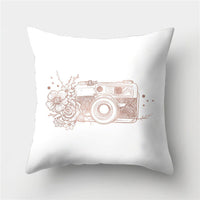 HKM-776467 Cartoon Pattern Rose Gold Powder Peach Skin Fabric Pillow Cushion Cover 45x45cm