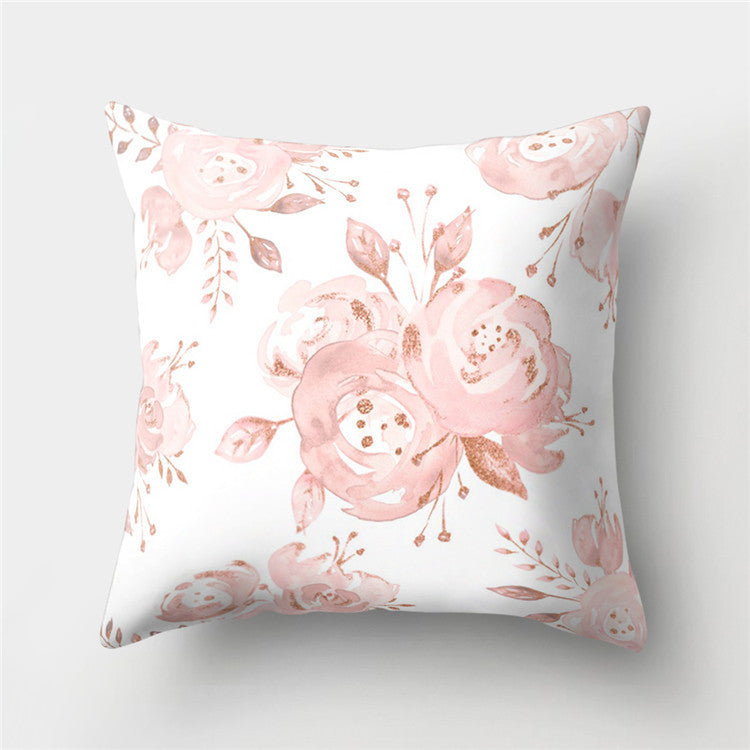 HKM-776467 Cartoon Pattern Rose Gold Powder Peach Skin Fabric Pillow Cushion Cover 45x45cm