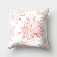 HKM-776467 Cartoon Pattern Rose Gold Powder Peach Skin Fabric Pillow Cushion Cover 45x45cm