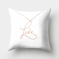 HKM-776467 Cartoon Pattern Rose Gold Powder Peach Skin Fabric Pillow Cushion Cover 45x45cm