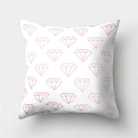 HKM-776467 Cartoon Pattern Rose Gold Powder Peach Skin Fabric Pillow Cushion Cover 45x45cm