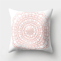 HKM-776467 Cartoon Pattern Rose Gold Powder Peach Skin Fabric Pillow Cushion Cover 45x45cm