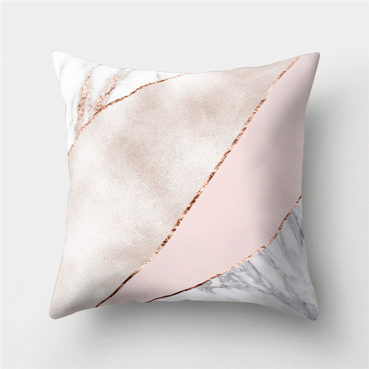 HKM-776467 Cartoon Pattern Rose Gold Powder Peach Skin Fabric Pillow Cushion Cover 45x45cm
