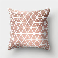 HKM-776467 Cartoon Pattern Rose Gold Powder Peach Skin Fabric Pillow Cushion Cover 45x45cm
