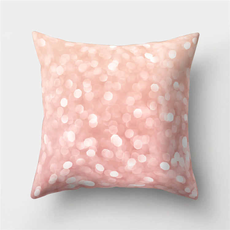 HKM-776467 Cartoon Pattern Rose Gold Powder Peach Skin Fabric Pillow Cushion Cover 45x45cm