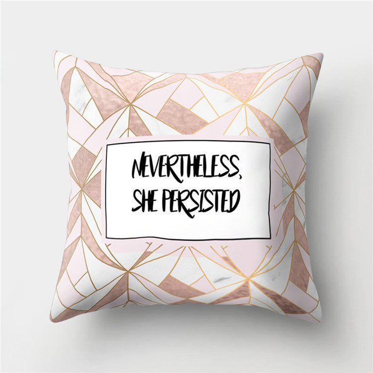 HKM-776467 Cartoon Pattern Rose Gold Powder Peach Skin Fabric Pillow Cushion Cover 45x45cm