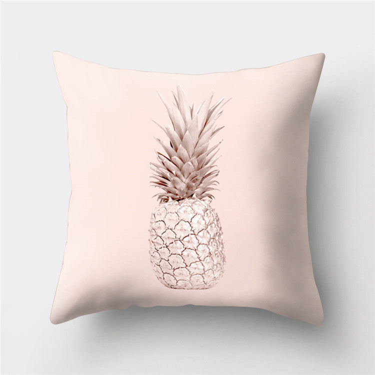 HKM-776467 Cartoon Pattern Rose Gold Powder Peach Skin Fabric Pillow Cushion Cover 45x45cm