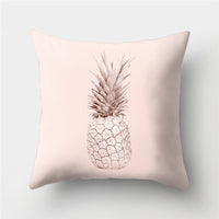 HKM-776467 Cartoon Pattern Rose Gold Powder Peach Skin Fabric Pillow Cushion Cover 45x45cm