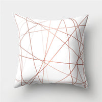 HKM-776467 Cartoon Pattern Rose Gold Powder Peach Skin Fabric Pillow Cushion Cover 45x45cm