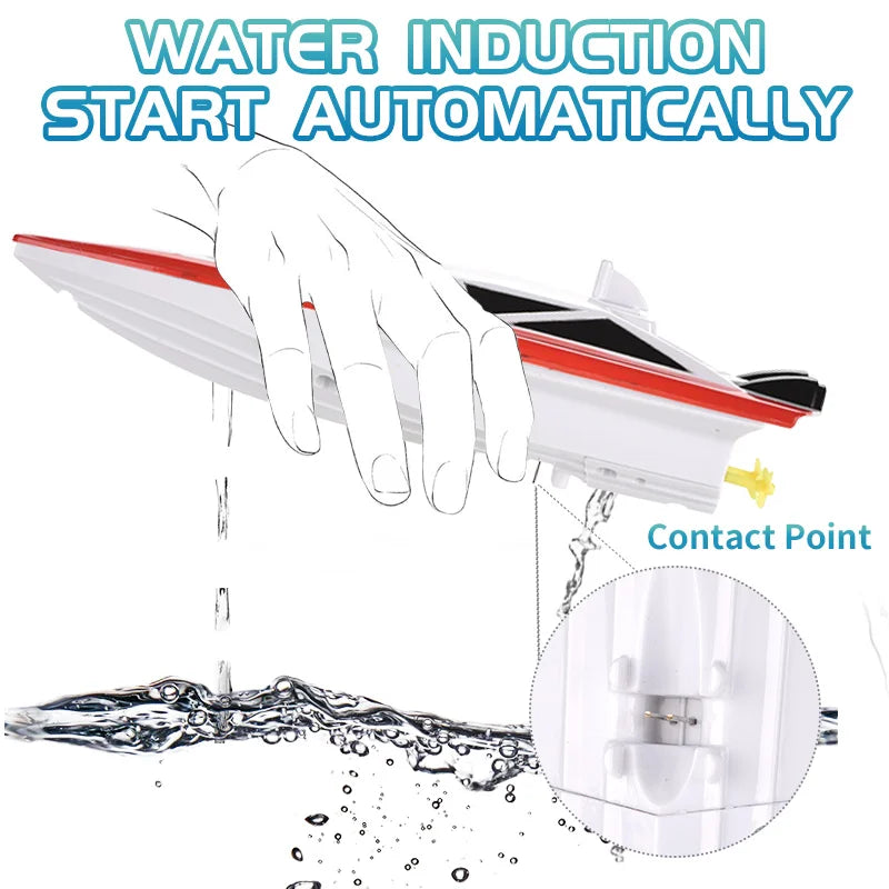 HKM-776595 High-Speed Electric RC Speedboat Toy with 2.4GHz Remote Control, Water Induction Start, Outdoor Fun