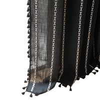 HKM-776723 Black and White Jacquard Pocket Curtain Set with Multi-line Rod Options