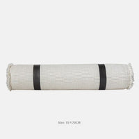HKM-777171 Gray and White Plaid Bed Runner Nap Blanket Set with Pillowcase and Round Pillow