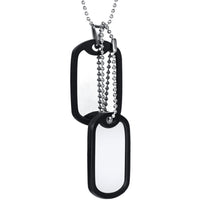 HKM-777171 Titanium Steel Men's Necklace with Bead Chain and Multi-Layer Pendant