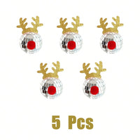 HKM-777299 Disco Mirror Ball Ornaments with Elk Antlers for Holiday Decor and Festive Celebrations