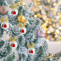HKM-777299 Disco Mirror Ball Ornaments with Elk Antlers for Holiday Decor and Festive Celebrations