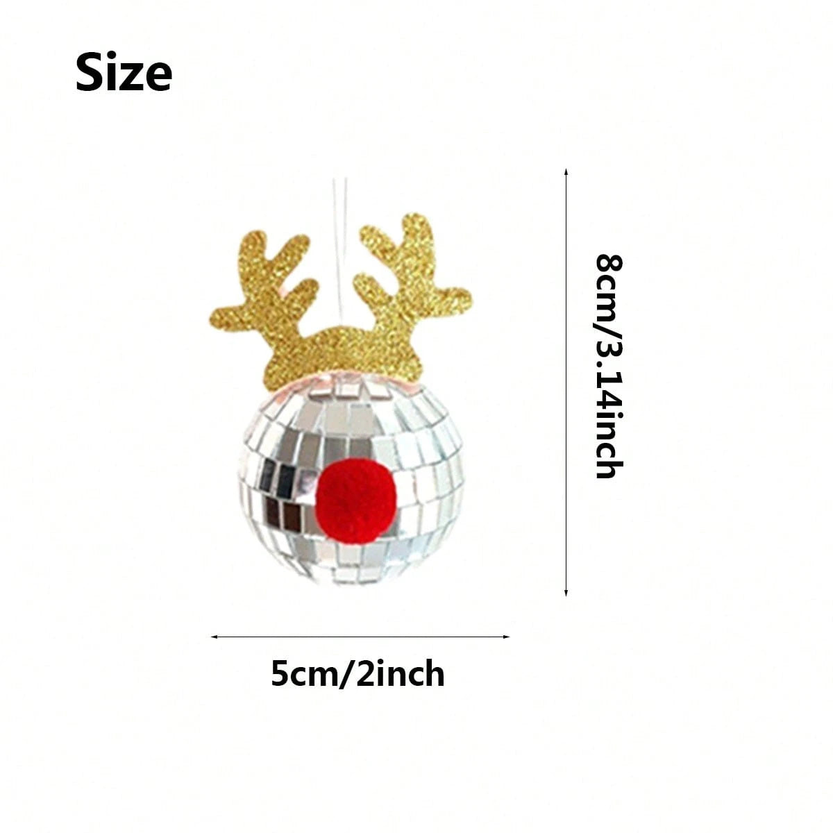 HKM-777299 Disco Mirror Ball Ornaments with Elk Antlers for Holiday Decor and Festive Celebrations