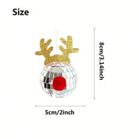HKM-777299 Disco Mirror Ball Ornaments with Elk Antlers for Holiday Decor and Festive Celebrations