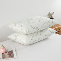 HKM-777299 Green Bamboo Leaf Quilted Air Layer Pillow Inner Cover, 48 x 74cm, 100% Bamboo Fiber
