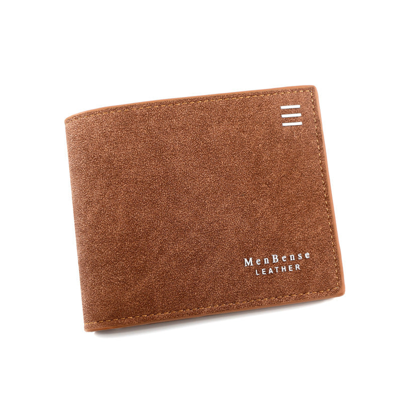 HKM-777427 Personalized Men's Short Wallet in PU Leather with Card Slots and Coin Pockets